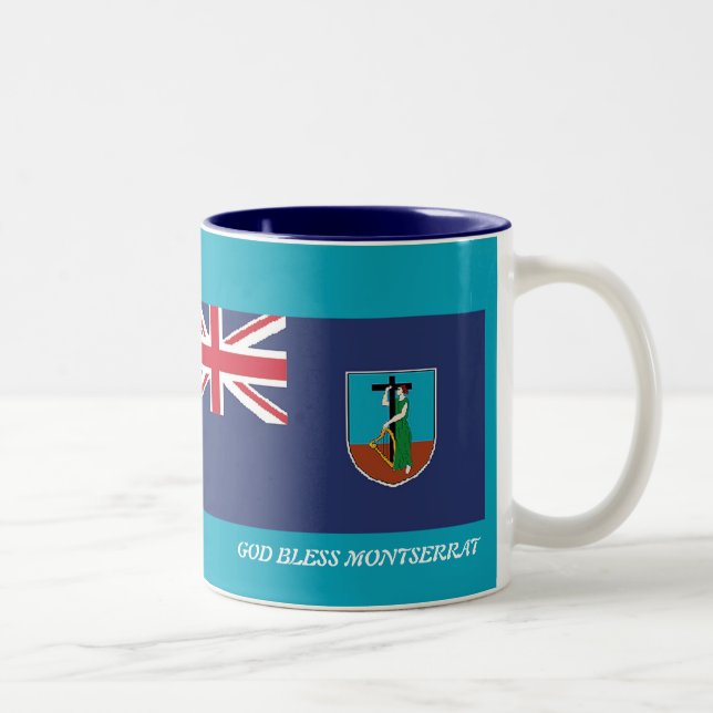 Scripture Customised MONTSERRAT FLAG MAP  Blue Two-Tone Coffee Mug (Right)