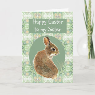 Scripture Easter Greetings Sister Cute Rabbit Holiday Card