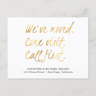 Scripture Gold New Home Address Moving   Announcement Postcard