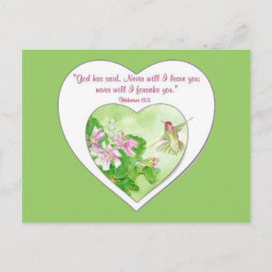 Scripture Hebrews 19:5 Never will I leave You Postcard