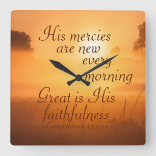 Scripture His mercies are new every morning Square Wall Clock