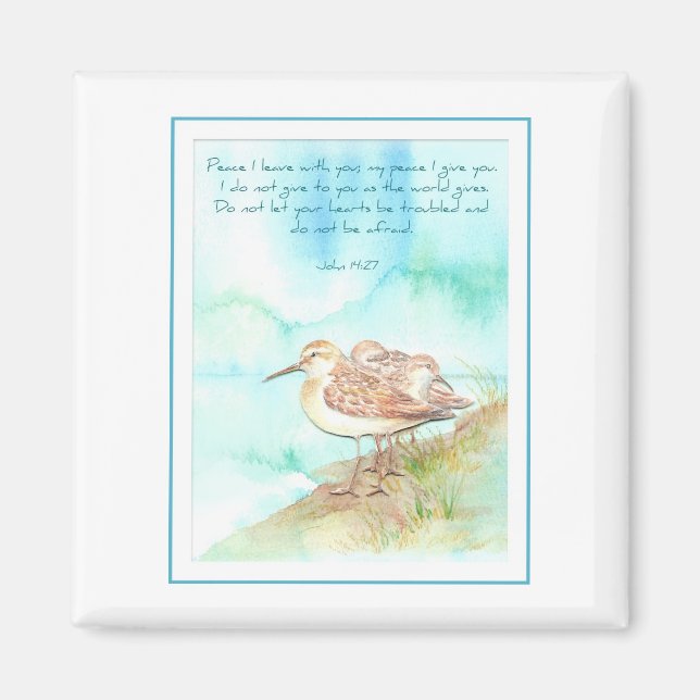 Scripture, Inspiration, John 14:27, Beach Bird Magnet (Front)