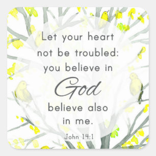Scripture John 14 Bible Verse Birds Religious Square Sticker