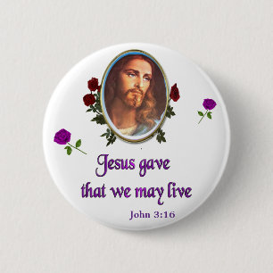 Scripture John 3:16 6 Cm Round Badge