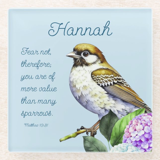 Scripture Matthew 10:31 Glass Coaster (Front)