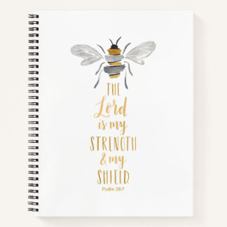 Scripture notebook with watercolor Bee. Psalm 28:7