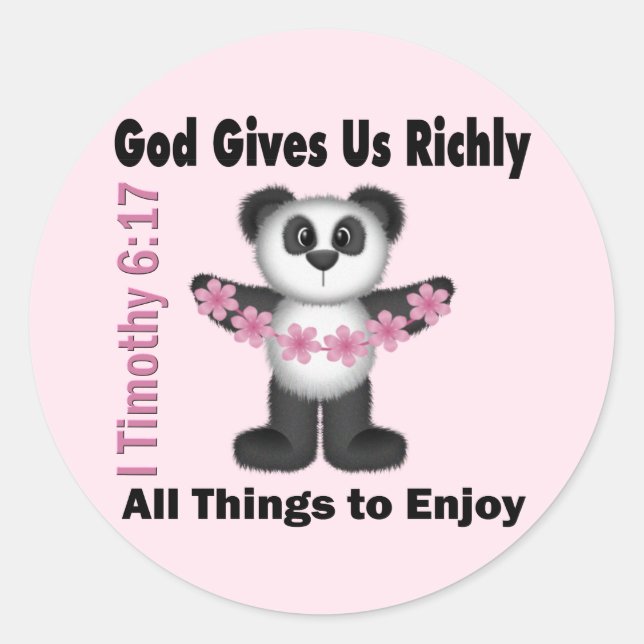 Scripture Panda Bear Classic Round Sticker (Front)