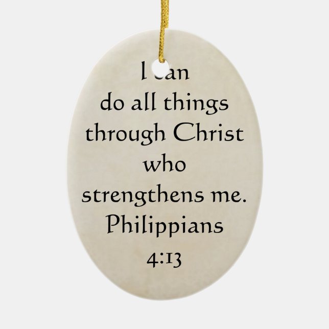 scripture Philippians 4:13 Ceramic Tree Decoration (Front)