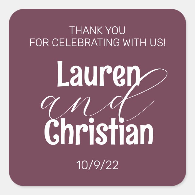 Scripture Plum Square Wedding  Sticker (Front)