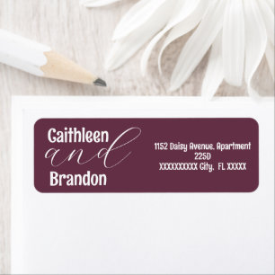 Scripture Plum Wedding Return Address Label