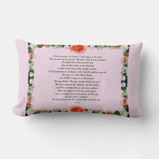 Scripture, Psalm 11, Botanic Lumbar Cushion (Front)