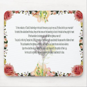 Scripture, Psalm 11, Colorful Flower Mouse Pad