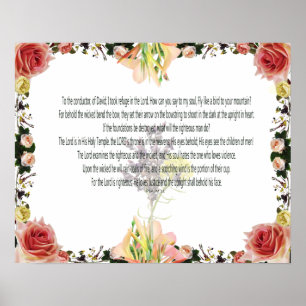 Scripture, Psalm 11, Colourful Flower Poster