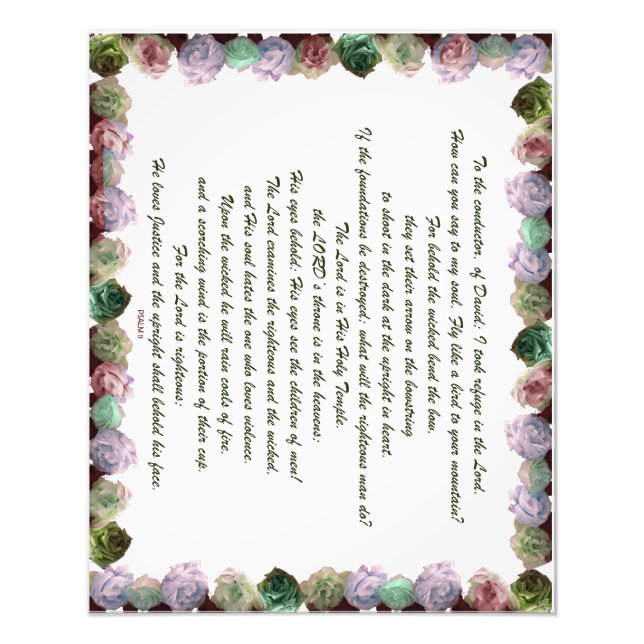 Scripture, Psalm 11, Colourful Roses Photo Print (Front)