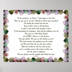 Scripture, Psalm 11, Colourful Roses Poster