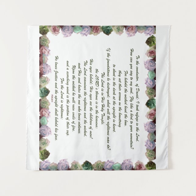 Scripture, Psalm 11, Colourful Roses Tapestry (Front (Horizontal))