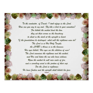Scripture, Psalm 11, Green Grey Roses Poster