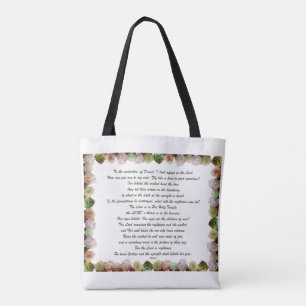 Scripture, Psalm 11, Green Grey Roses Tote Bag
