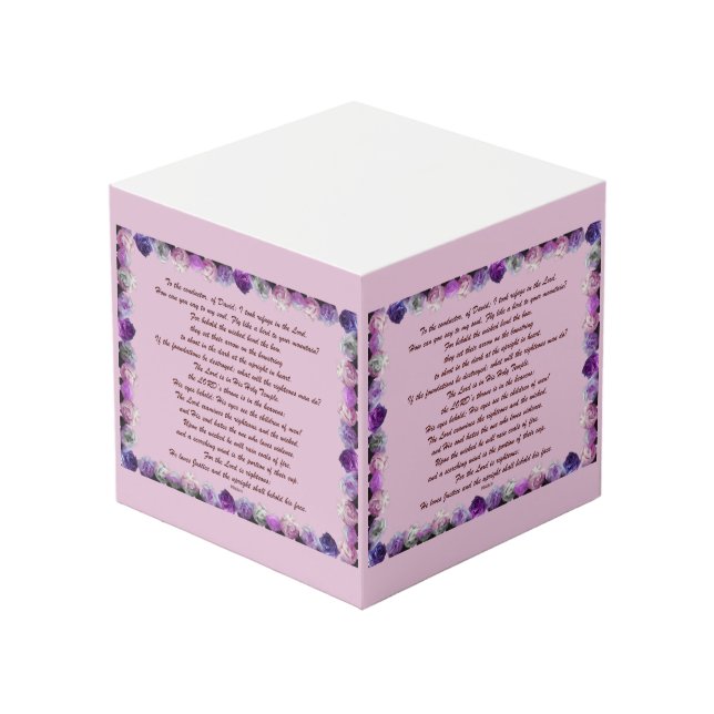 Scripture, Psalm 11, Purple Roses Cube (Front Angled)