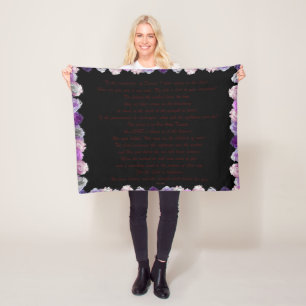 Scripture, Psalm 11, Purple Roses Fleece Blanket