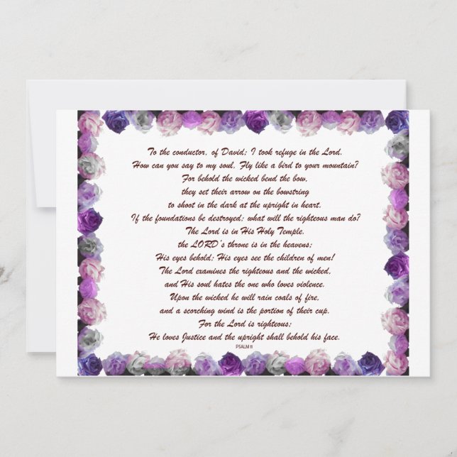 Scripture, Psalm 11, Purple Roses Invitation (Front)