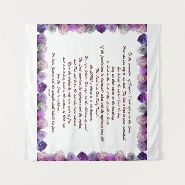 Scripture, Psalm 11, Purple Roses Tapestry (Front (Horizontal))