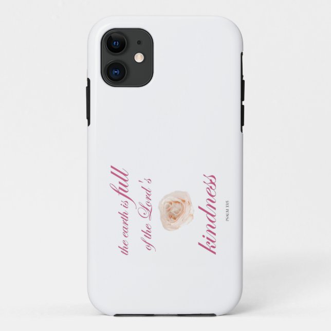 Scripture, Psalm 33, Full Kindness White Rose Case-Mate iPhone Case (Back)