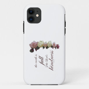 Scripture, Psalm 33, White and Pink Roses iPhone 11 Case