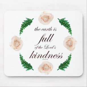 Scripture, Psalm 33, White Roses & Green Branches Mouse Pad