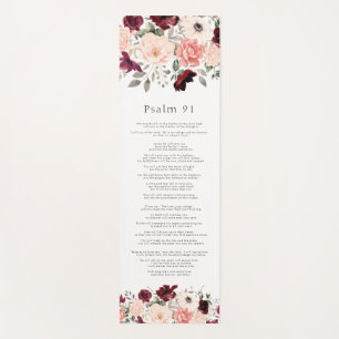 Scripture Psalm 91 Burgundy Blush Floral Yoga Mat