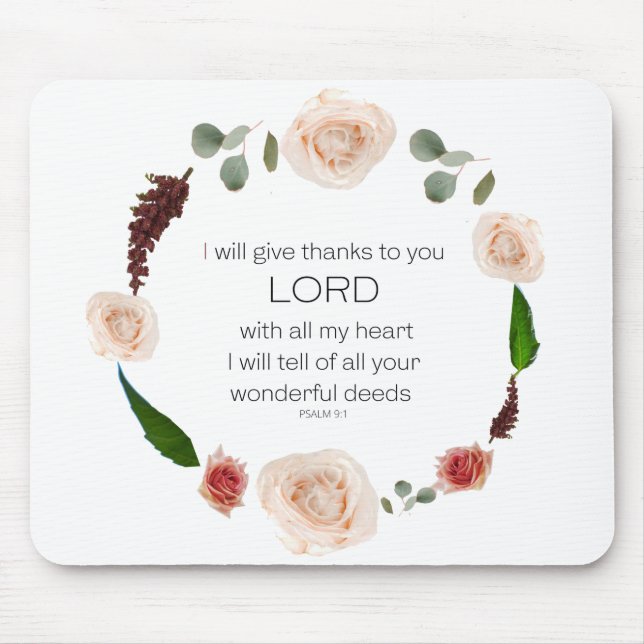 Scripture, Psalm 9, All Your Wonderful Deeds LORD Mouse Pad (Front)