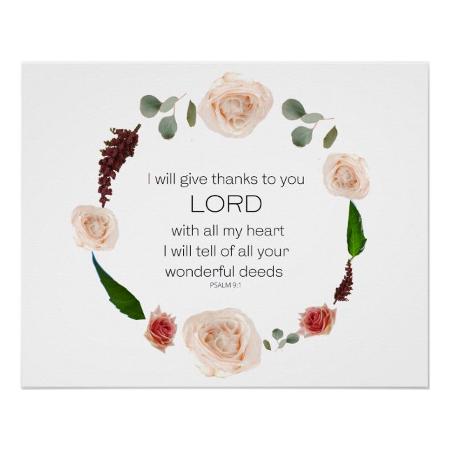 Scripture, Psalm 9, All Your Wonderful Deeds LORD Poster (Front)