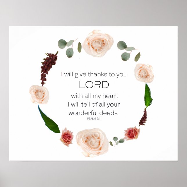 Scripture, Psalm 9, All Your Wonderful Deeds LORD Poster (Front)