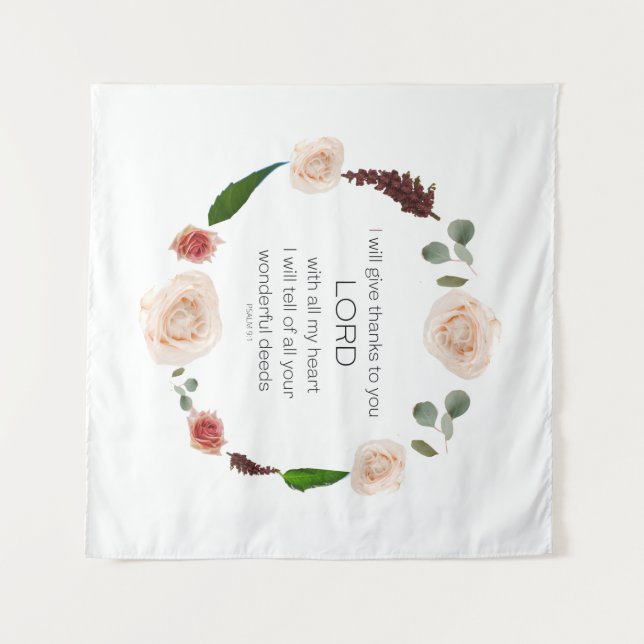 Scripture, Psalm 9, All Your Wonderful Deeds LORD Tapestry (Front (Horizontal))