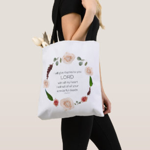 Scripture, Psalm 9, All Your Wonderful Deeds LORD Tote Bag