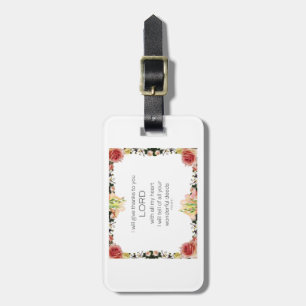 Scripture Psalm 9, Floral Luggage Tag