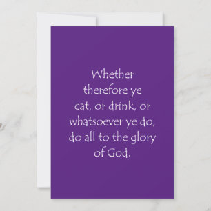 Scripture Quote 1 Corinthians 10 31 Thank You Card
