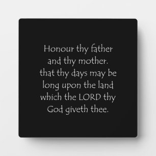 Scripture Quote Exodus 20 12 Plaque