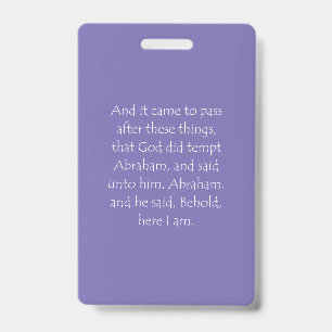 Scripture Quote Genesis 22 1 ID Badge