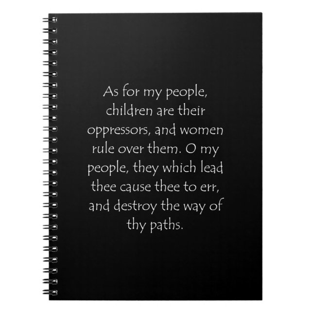 Scripture Quote Isaiah 3 12 Notebook (Front)