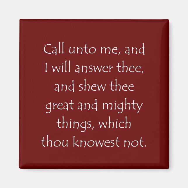 Scripture Quote Jeremiah 33 3 Magnet (Front)