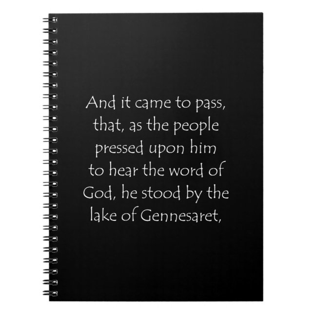 Scripture Quote Luke 5 1 Notebook (Front)