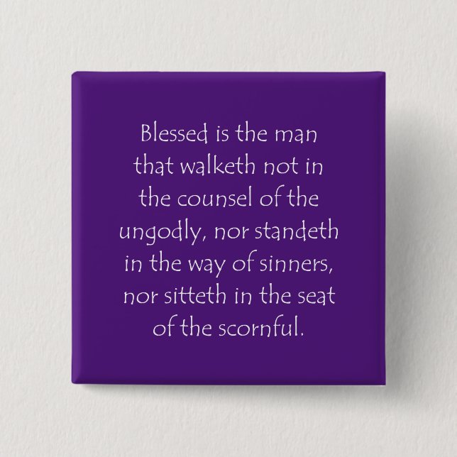 Scripture Quote Psalms 1 1 15 Cm Square Badge (Front)