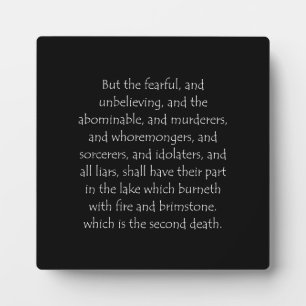 Scripture Quote Revelation 21 8 Plaque