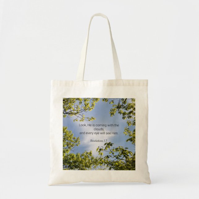 Scripture, Revelations 1:7 Tote Bag (Front)
