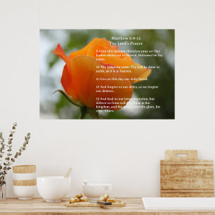 Scripture Template, The Lord's Prayer, Yellow Rose Poster