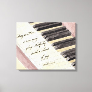 Scripture Wall Art Piano Watercolor & Bible Verse