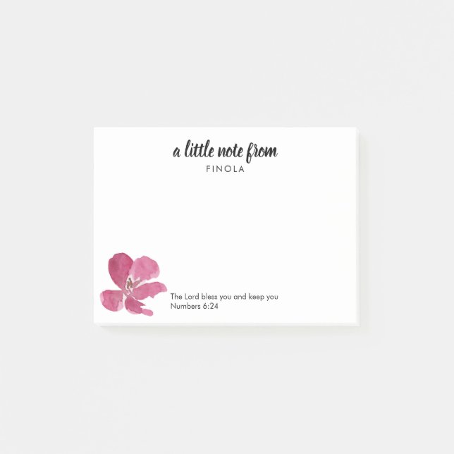 Scripture Watercolor Dog Rose Post-it Notes (Front)