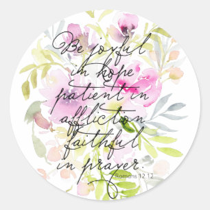 Scripture Watercolor   Romans 12  Classic Round Sticker
