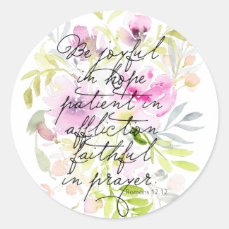 Scripture Watercolor | Romans 12 Classic Round Sticker